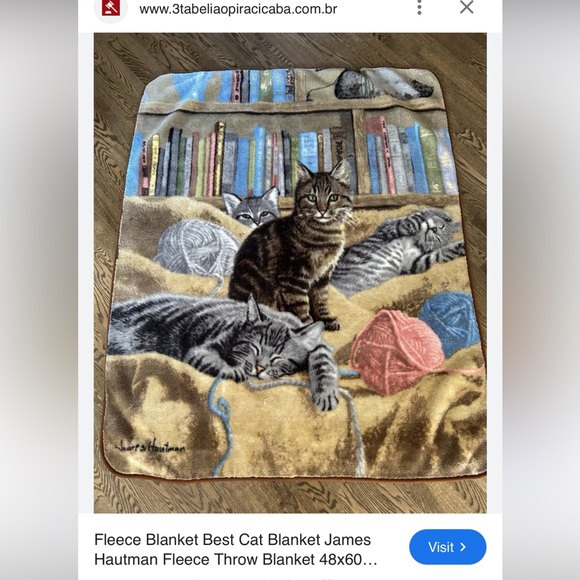 Fleece Blanket Cat Kitten Brown 40x60 vintage - Picture 2 of 5